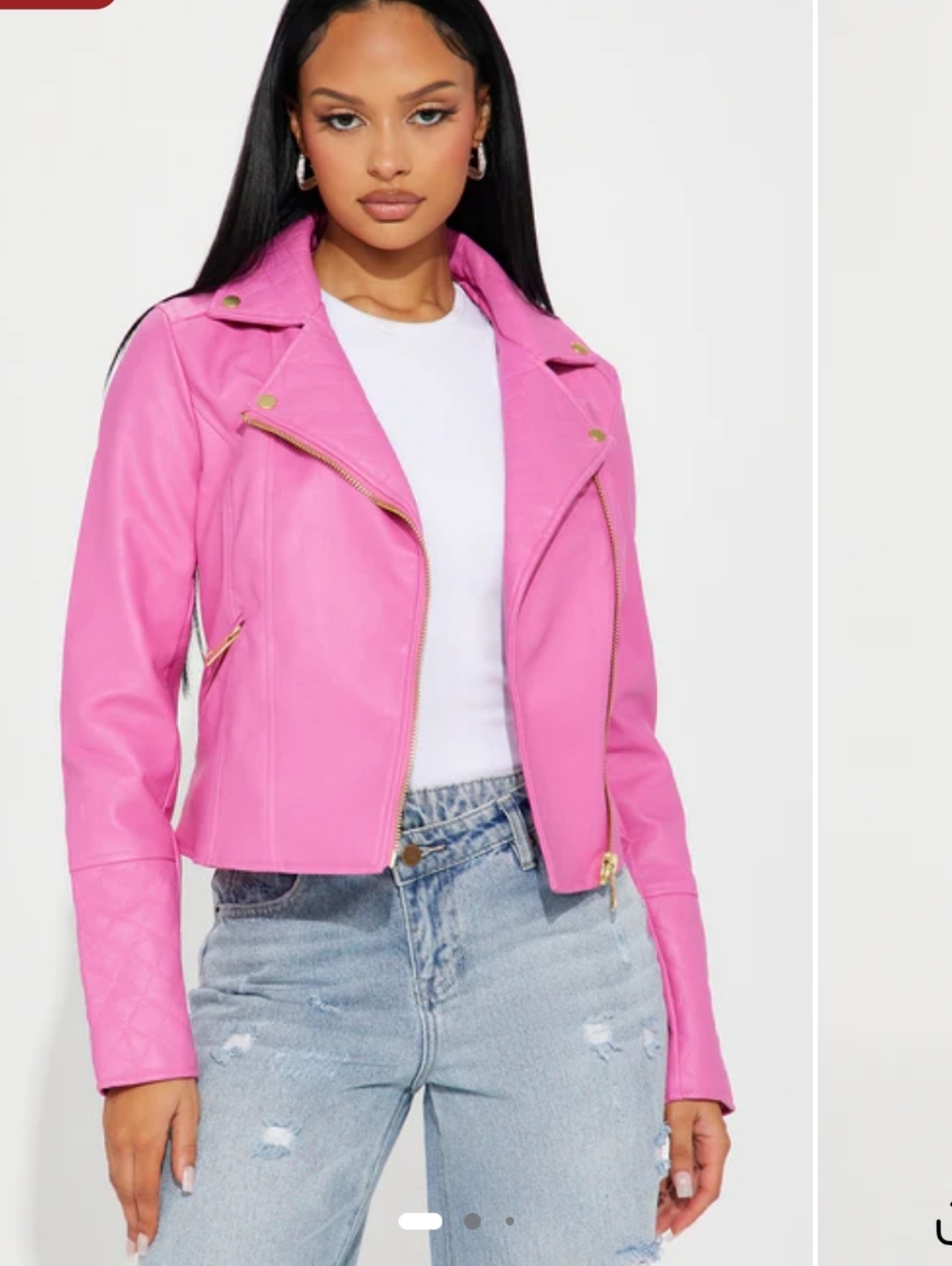Fashion Nova Hot Pink Faux Leather Moto Jacket